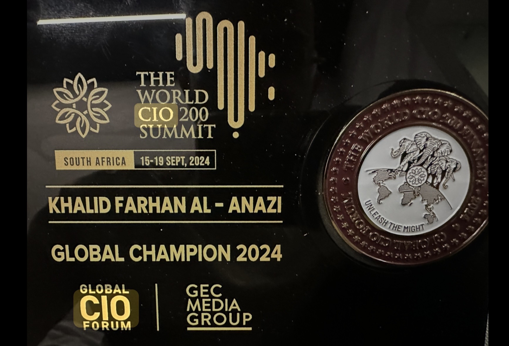 تكريم ضمن أفضل 200 قائد تقني في العالم — Global CIO Champion 2024، جنوب أفريقيا